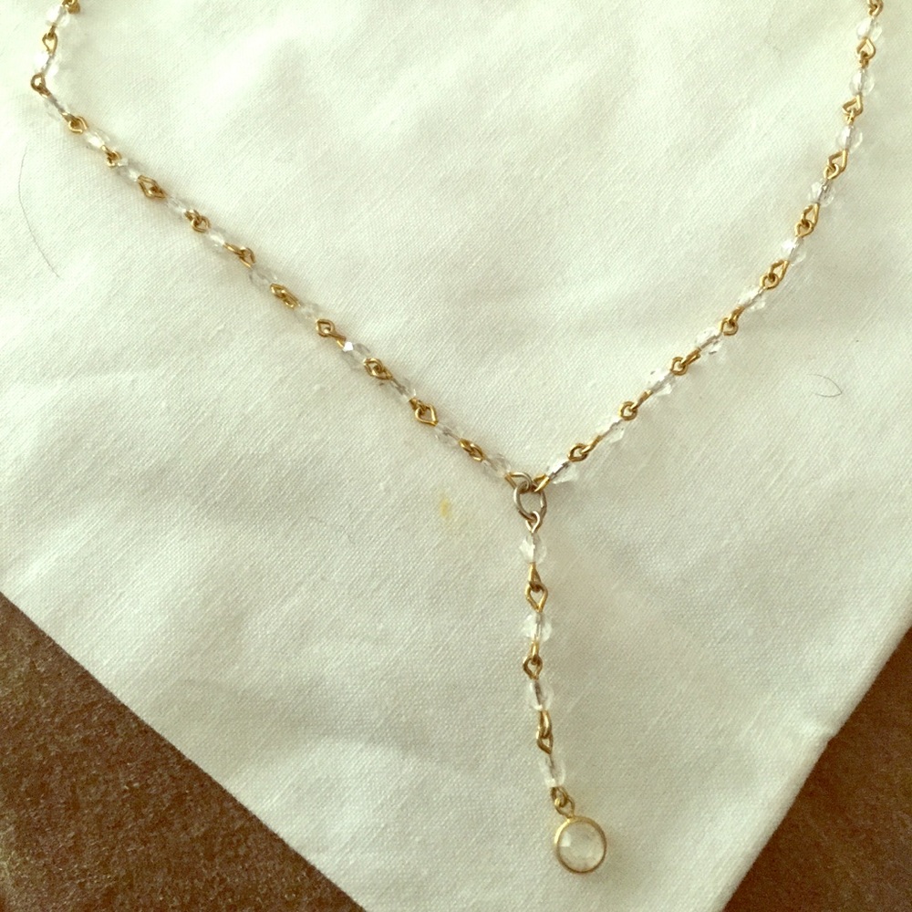 Necklace with gold wire/clear sm beads